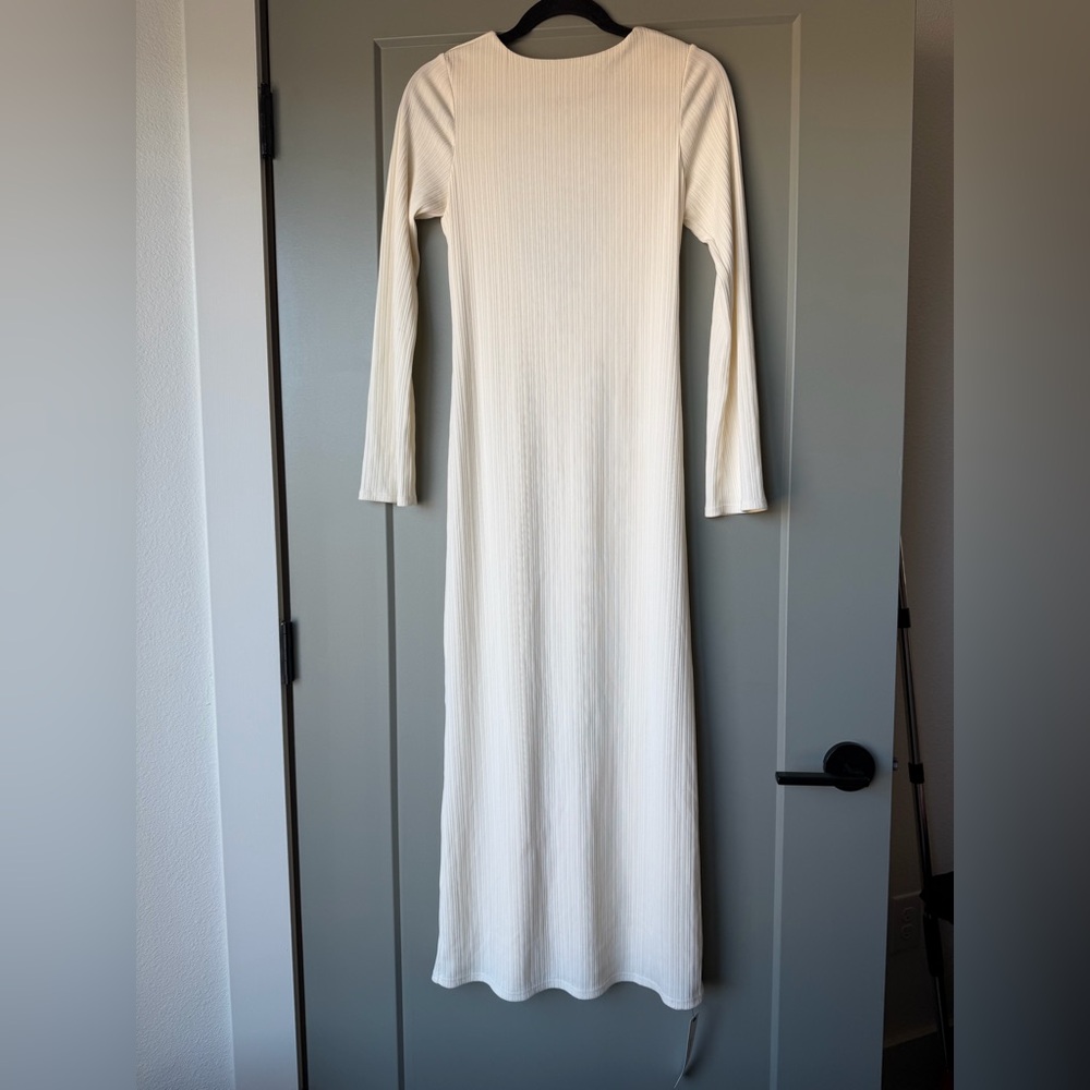 Reformation Cream Long Sleeve Dress